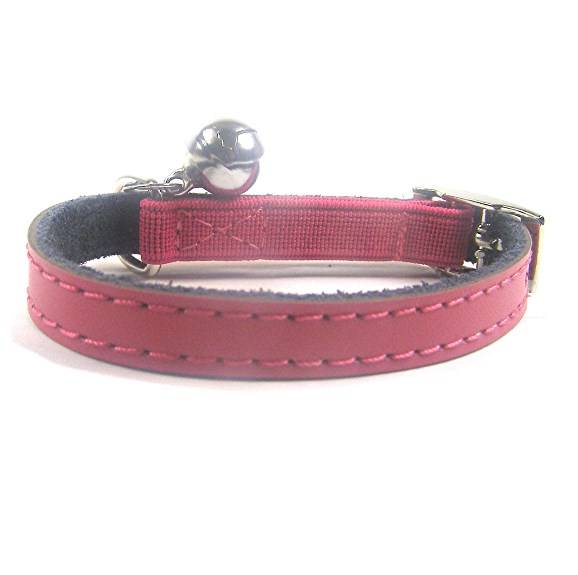 Plain Pink Leather Cat Collar coolcatcollars.co.uk